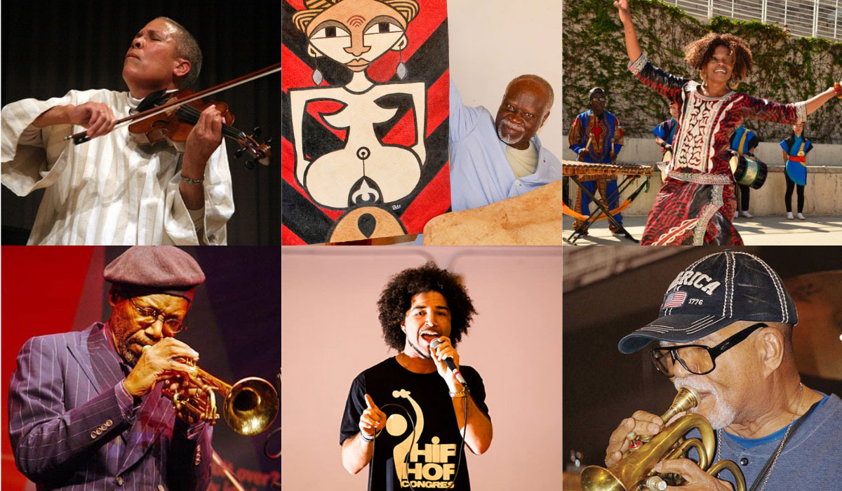 A collage of black artist and performers.