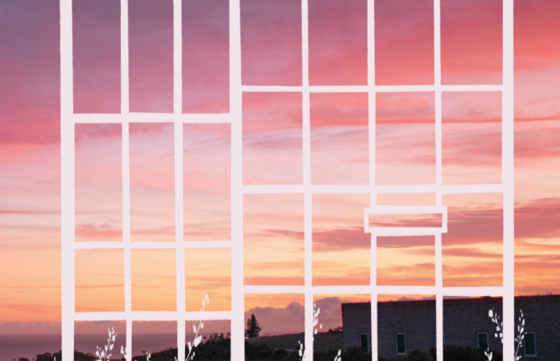 A drawing of jail bars is superimposed over a beautiful sunset.