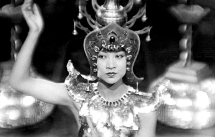 Still from the film Piccadilly showing a close-up of an actress in costume.