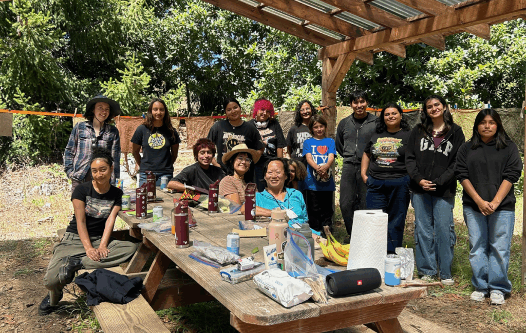 Art for All students, staff, PA's, and Christine Howard group photo during art workshop with artist Christine Howard at UCSC's arboretum