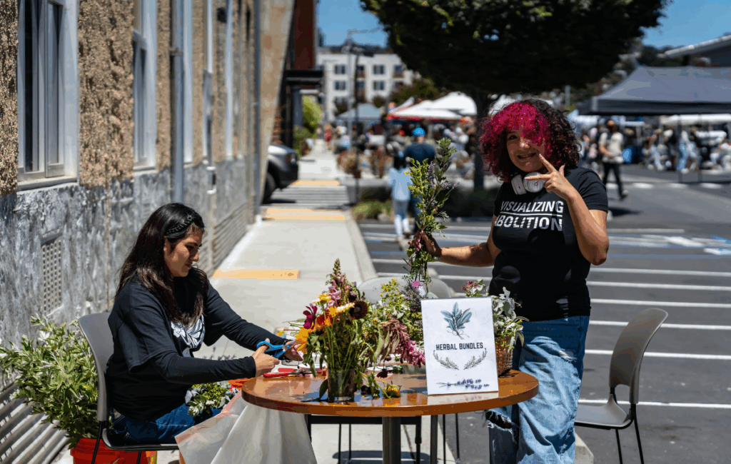 Art for All students bouquet making during their youth-led family day