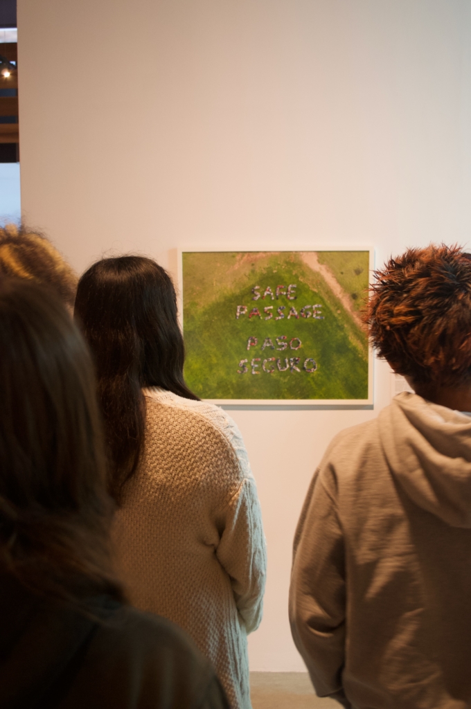 Art for All Students viewing Weather and the Whale Exhibition, in particular Carolina Caycedo's 