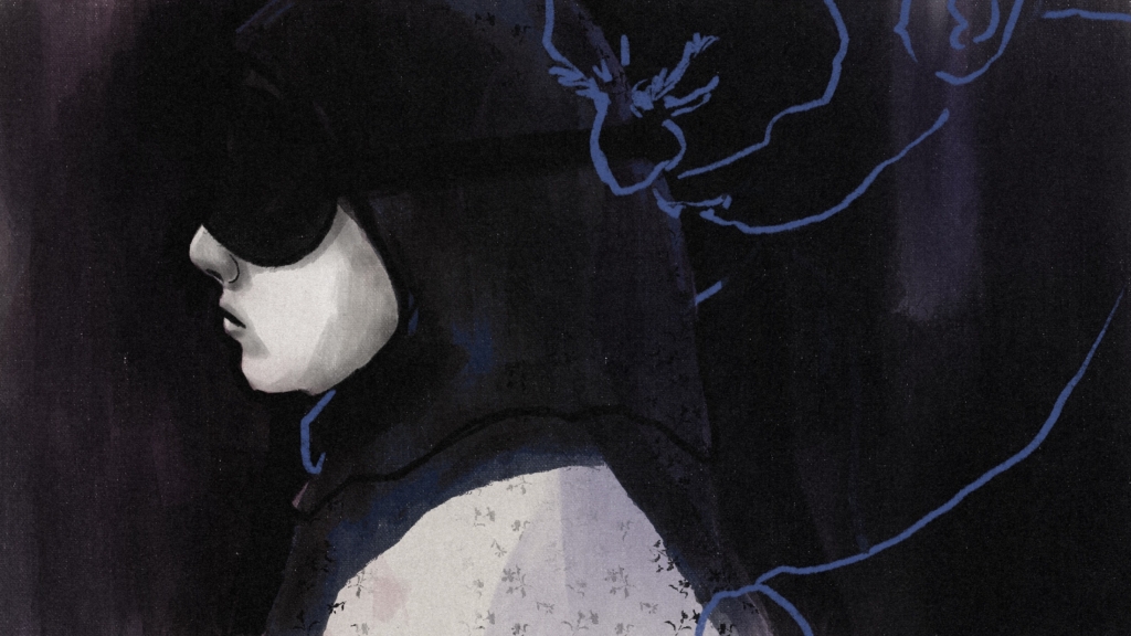 Still from the animated film That Night by Hoda Sobhani